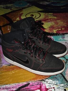 Nike Air Jordan MID Come Fly With Me Black and Red Mid-Top Sneakers